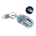 Clear Optical 3 Button USB Wheel Mouse with Retractable Cable